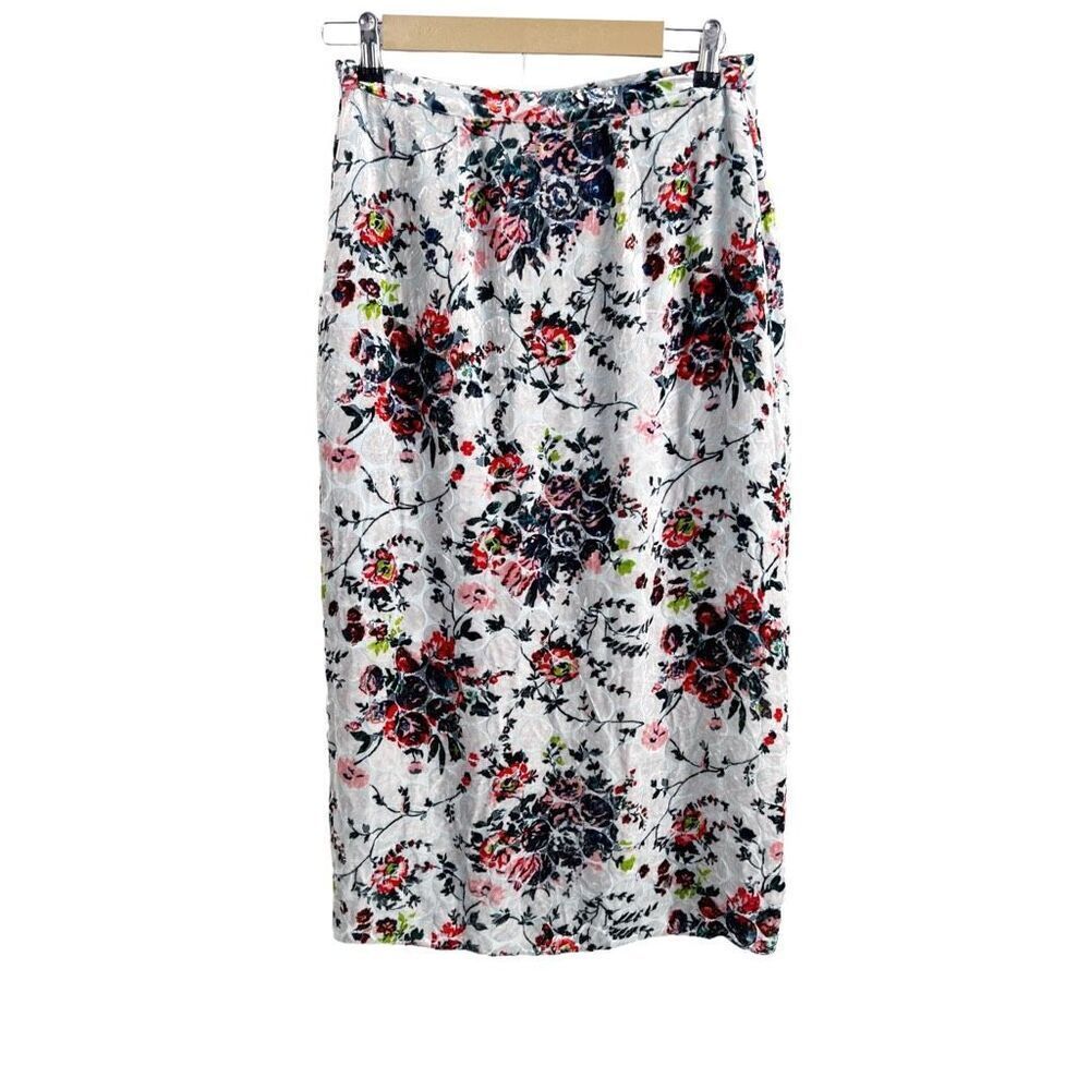 MAEVE ANTHROPOLOGIE Evie Silk Blend Floral Velvet Pencil Skirt Size 4